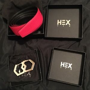 Black & Red Hex Tie Luxury Belt